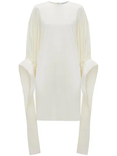 Jw Anderson Tab-trim Satin Minidress In White