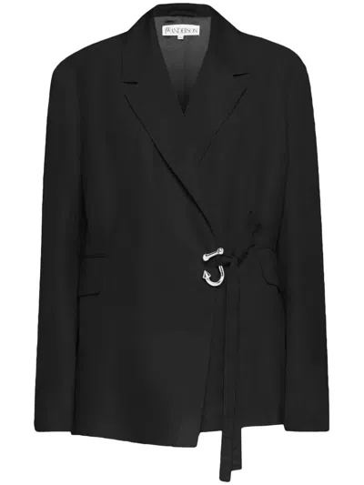 Jw Anderson Tailored Wrap Jacket In Black