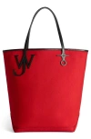 Jw Anderson Anchor Leather-trimmed Canvas Tote In Red
