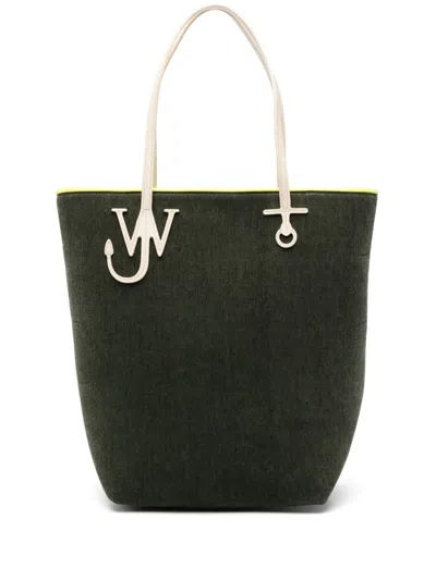 Jw Anderson Tall Anchor Canvas Tote Bag In 卡其色