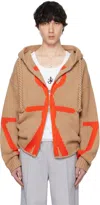 JW ANDERSON TAN & ORANGE ANCHOR LOGO HOODIE