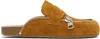 Jw Anderson Biker Suede Zipper Penny Loafer Mules In Brown