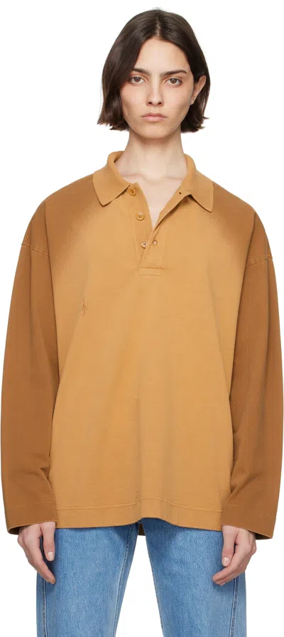Jw Anderson Tan Long Sleeve Rugby Polo In 619 Tobacco