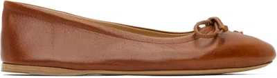 JW ANDERSON TAN ROUND-TOE LEATHER BALLERINA FLATS