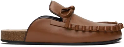 JW ANDERSON TAN RUFFLE LOAFER LEATHER MULES