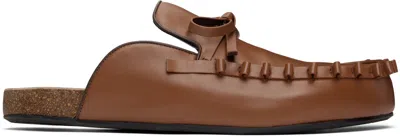 Jw Anderson Tan Ruffle Slip-on Loafers In 640