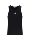Jw Anderson Black Sleeveless Top With Logo Embroidery On The Front In Black