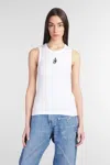 Jw Anderson Crew Neck Ribbed Sleeveless Top Straight Hem In White