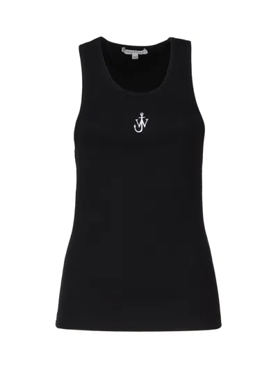 Jw Anderson Tank Top With Embroidery In Black