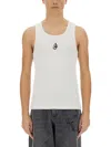 Jw Anderson White Sleeveless Top With Logo Embroidery On The Front In White