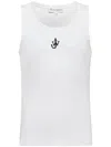 Jw Anderson White Sleeveless Top With Logo Embroidery On The Front In Weiss