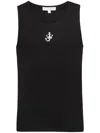 Jw Anderson Black Sleeveless Top With Logo Embroidery On The Front In Black