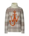 Jw Anderson J.w. Anderson Tartan Roll Neck Jumper In Gray