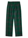 Jw Anderson Plaid Pleated Straight Leg Wool Trousers In Green