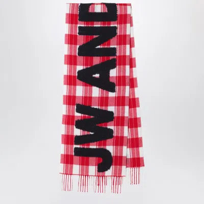 Jw Anderson Tartan Wool-blend Scarf With Maxi Logo In Multicolor