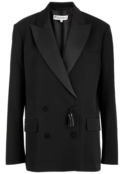 Jw Anderson Tassel-embellished Wool Blazer In Black