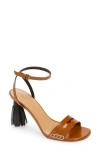 Jw Anderson Tassel Heel Ankle Strap Sandal In 533 Tan/ 999 Black