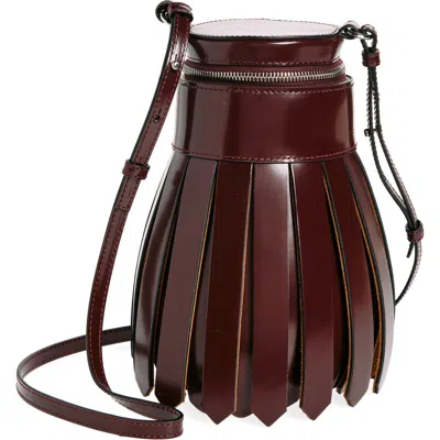 Jw Anderson Tassel Leather Bucket Bag In Burgundy
