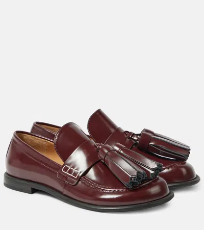 Jw Anderson Tassel Leather Loafers In Burgundy