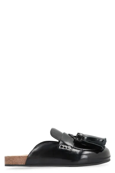 Jw Anderson Tassel-detail Loafer Leather Mules In Black