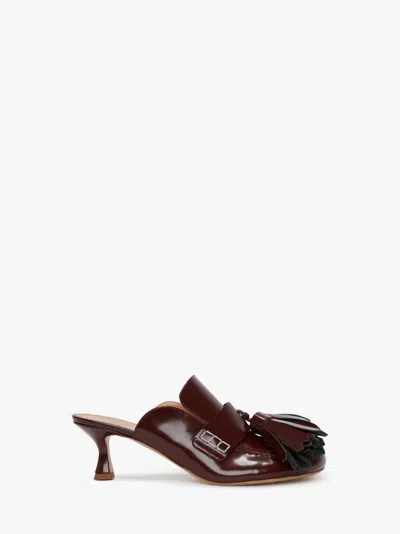 Jw Anderson Tassel Leather Mules In Red