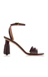 Jw Anderson Leather Tassel Ankle-strap Sandals In Burgundy