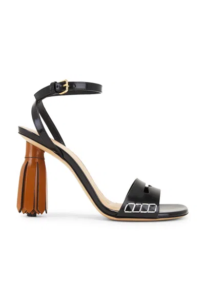 Jw Anderson Tassel-heel Leather Sandals In Schwarz
