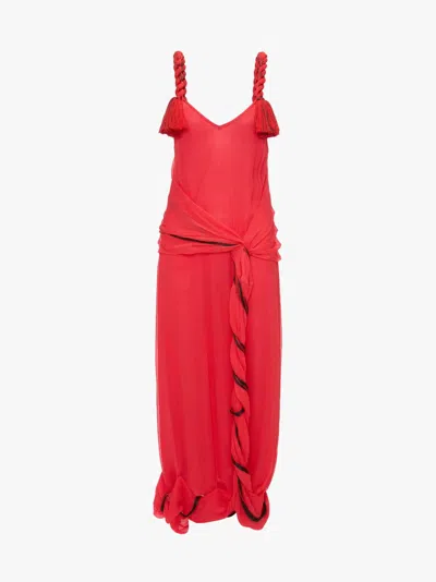 Jw Anderson Tassel Strap Twisted Dress In Red