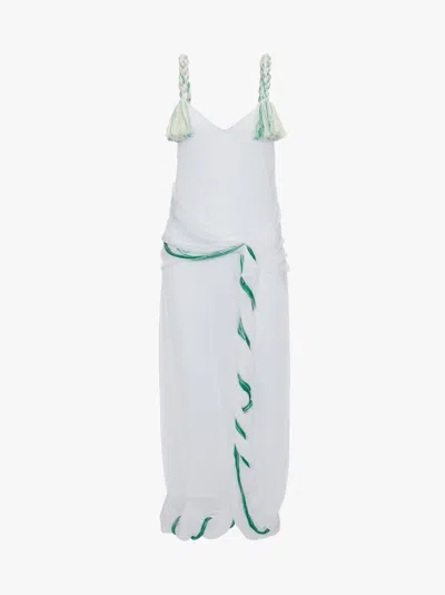 Jw Anderson White Tassel Strap Twisted Midi Dress