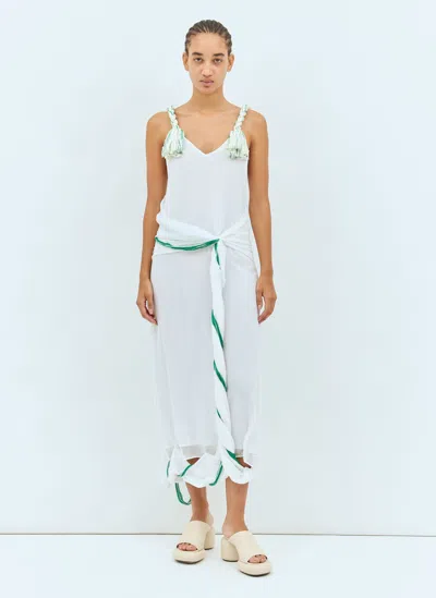 Jw Anderson Tassel Strap Twisted Dress In White