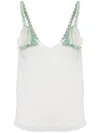 Jw Anderson Tulle Top With Braided Straps And V Neckline In Weiss