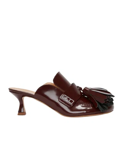 Jw Anderson Tassel-detail Leather Mules In Brown