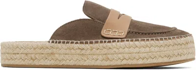 Jw Anderson Taupe Espadrille Loafer Mules In 190