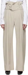 Jw Anderson Taupe Gathered Waist D-ring Trousers In 141 Stone