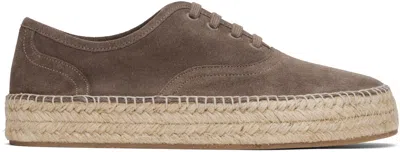 Jw Anderson Taupe Suede Lace-front Platform Espadrilles In 190