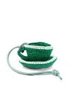 Jw Anderson Teacup Leather-trimmed Crocheted Bag Charm In Green