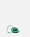 Jw Anderson Teacup Leather-trimmed Crocheted Bag Charm In Green