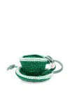 Jw Anderson Teacup Leather-trimmed Crocheted Bag Charm In Green