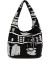 Jw Anderson Mini Beaded Shoulder Bag With Abstract Patterns In Black