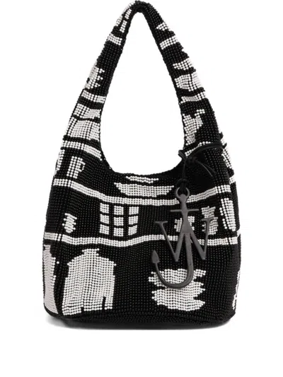 JW ANDERSON TEXTURED HOBO BAG WITH STRIKING BLACK