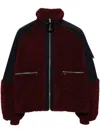 Jw Anderson Red Shearling Zip-up Jacket In Black
