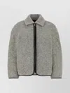 Jw Anderson Textured Wool Blend Jacket With High Collar In Gray