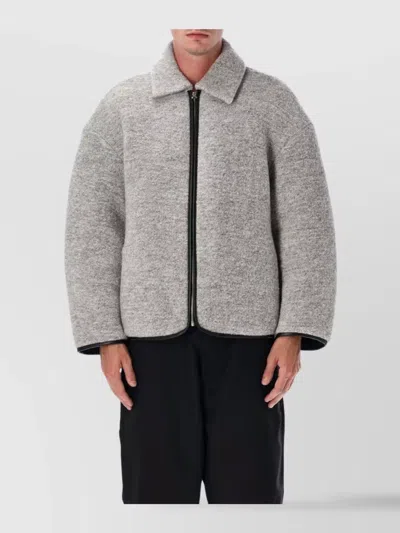 JW ANDERSON TEXTURED WOOL FLEECE JACKET COLLAR DESIGN