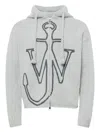 Jw Anderson Mens Light Grey Melange Anchor Zip-up Knitted Wool Hoody Xl In Gray