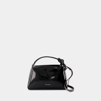 Jw Anderson The Corner Mini Crossbody In Black Coated Denim