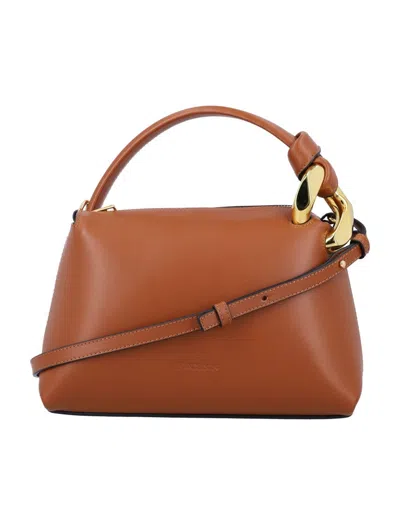 Jw Anderson Small Corner Leather Handbag In Brown