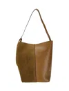 Jw Anderson Corner Leather Bucket Bag In Dark Pecan