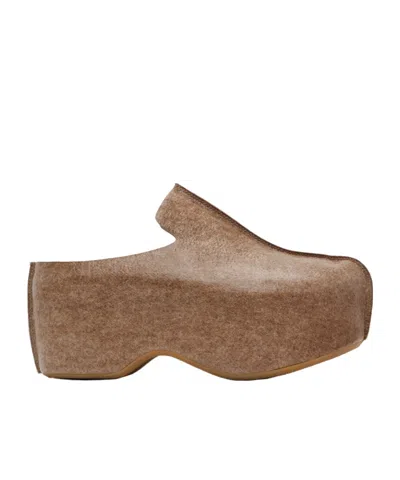 Jw Anderson Leather Platform Clogs In Brown