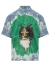 Jw Anderson Tie-dye Organic Cotton Polo Shirt In Bright Blue/bright Olive