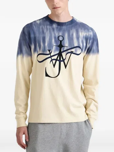 Jw Anderson Multicolor Ribbon Anchor Tie-dye T-shirt In Neutral